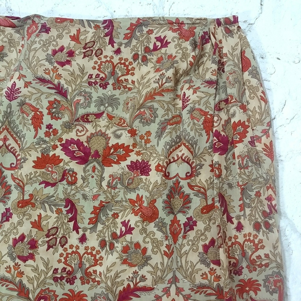 Talbots Petites Sz 14 Wool Wrap Skirt LUXURY Floral - Picture 6 of 9